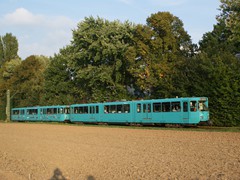 Ein weiteres frhes Fahrzeug der Stadtbahn ist der Pt Wagen. Hier auf der Betriebsstrecke die zur Stadtbahn-Zentralwerkstatt fhrt.